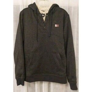 O’Neill Renzo Mens 1/4 Botton Pullover Sherpa Lined Hoodie Gray Kangaroo Pouch S